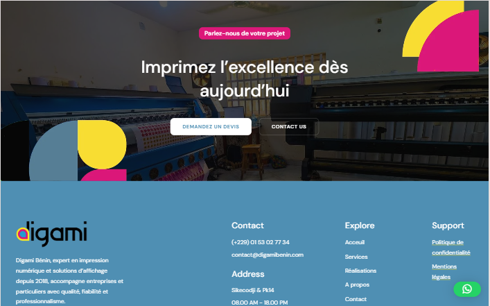 Digami Bénin : Site Corporate — aperçu 2