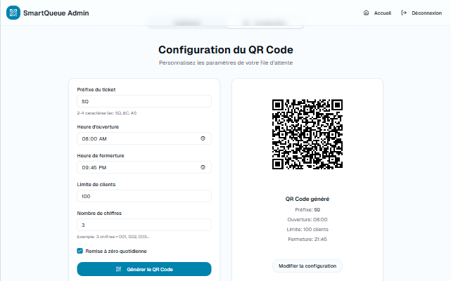 SmartQueue : Système de Gestion de File d'Attente via QR Code — aperçu 3